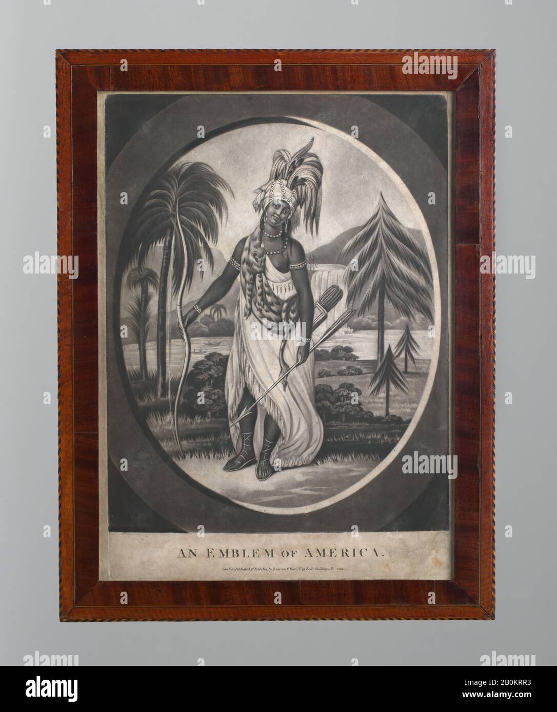 Haines & Son, An Emblem of America, American, 1801, Probably made in Boston, Massachusetts, United States, American, Mezzotint; frame: mahogany veneer, white pine, poplar, 16 3/8 x 12 1/2 in. (41.6 x 31.8 cm), Prints Stock Photo