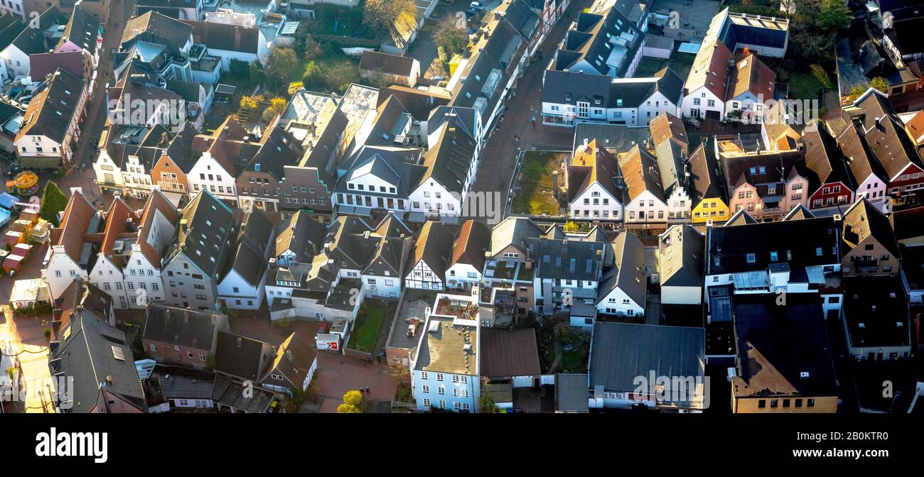 Aerial view, city centre view of the old town, Rekumer Straße, historic buildings, historic old town, Haltern am See, Ruhr area, North Rhine-Westphali Stock Photo