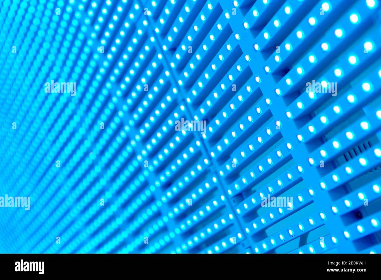 Rows and columns of colorful LED changing colors, looking futuristic ...