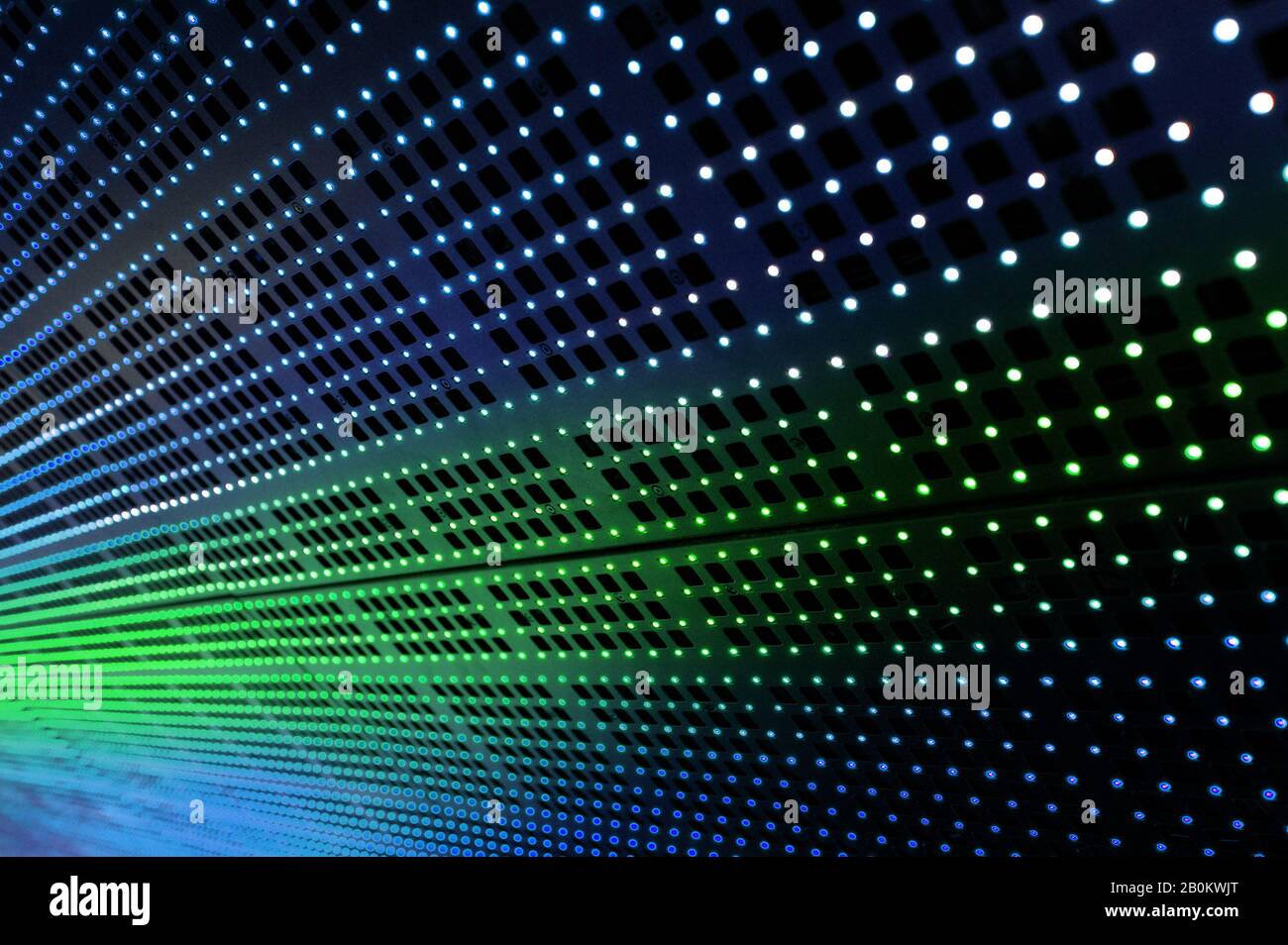 Rows and columns of colorful LED changing colors, looking futuristic ...