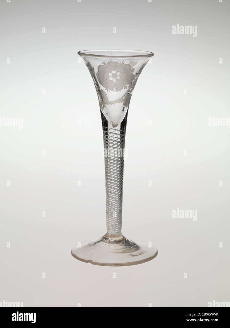 Wineglass with Jacobite emblems, British, ca. 1745, British, Glass, Height: 6 1/4 in. (15.9 cm), Glass Stock Photo