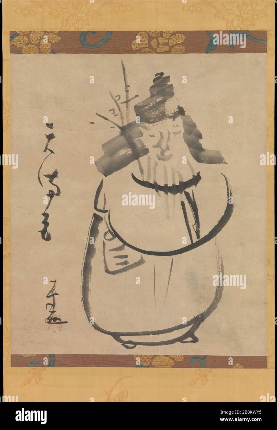 Sengai Gibon, Tenmangū, Sugawara no Michizane as Tenjin Traveling to China, Japan, Edo period (1615–1868), Sengai Gibon (Japanese, 1750–1837), early 19th century, Japan, Hanging scroll; ink on paper, Image: 17 3/16 × 15 1/16 in. (43.7 × 38.3 cm), Overall with knobs: 50 × 17 13/16 in. (127 × 45.2 cm), Paintings Stock Photo