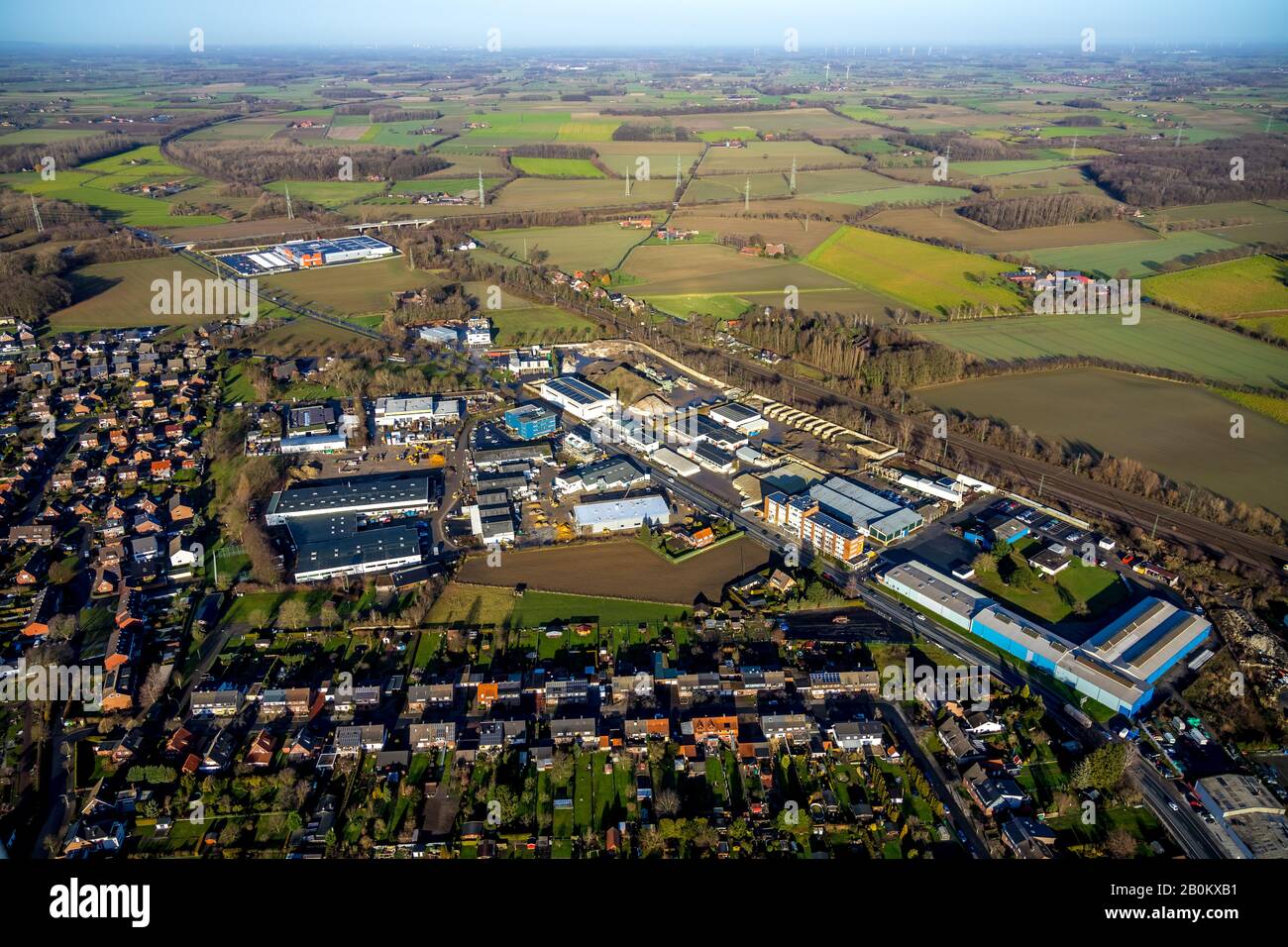 Aerial photo, construction company Bernhard Heckmann GmbH & Co KG , WeFo Industrial Batteries GmbH, Hamm, Ruhr Area, North Rhine-Westphalia, Germany, Stock Photo