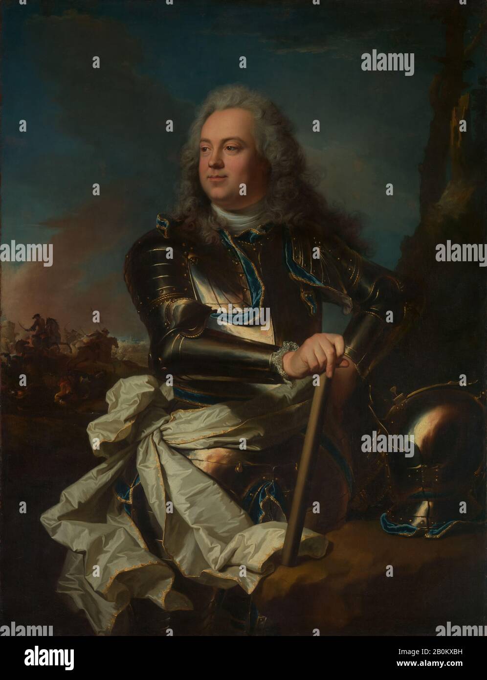 Hyacinthe Rigaud, Portrait of a General Officer, Hyacinthe Rigaud (French, Perpignan 1659–1743 Paris), ca. 1710, Oil on canvas, 54 x 41 3/8 in. (137.2 x 105.1 cm), Paintings Stock Photo