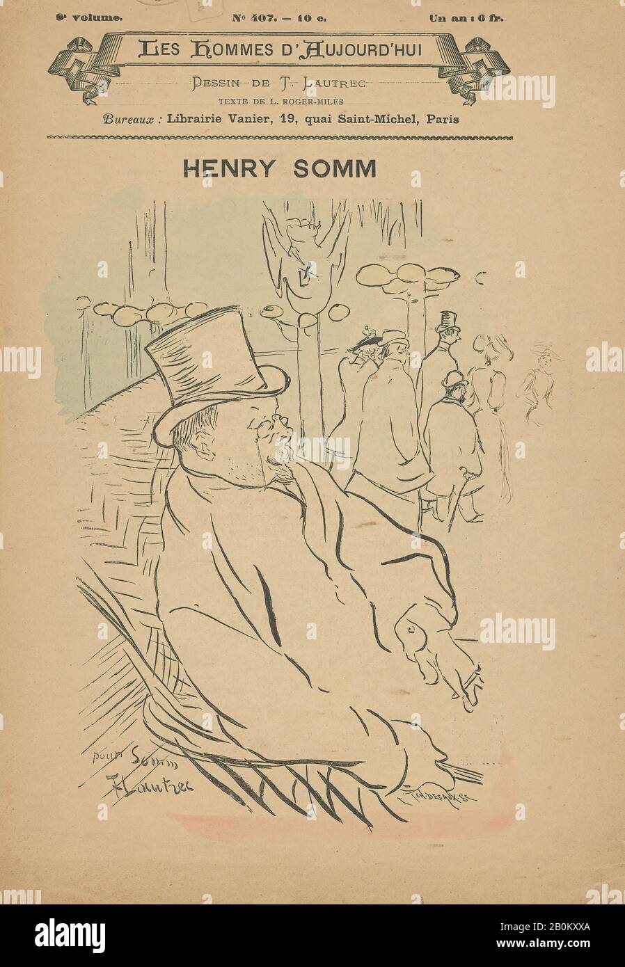 After Henri de Toulouse-Lautrec, Henry Somm, After Henri de Toulouse-Lautrec (French, Albi 1864–1901 Saint-André-du-Bois), Published 1897, Zincograph, Image: 7 7/8 × 6 5/16 in. (20 × 16 cm), Sheet: 11 5/8 × 7 7/8 in. (29.5 × 20 cm), Prints Stock Photo