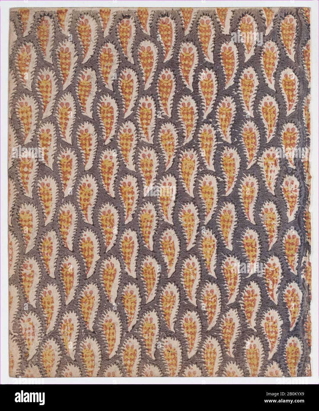 Anonymous, Sheet with overall paisley pattern, Anonymous, 19th century, 19th century, Relief print (wood or metal), Sheet: 10 3/16 × 8 1/4 in. (25.8 × 21 cm), Prints Stock Photo