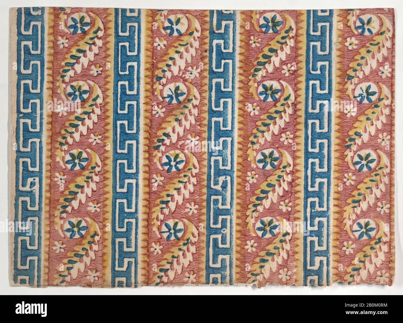 Anonymous, Sheet with Greek key and paisley pattern, Anonymous, Italian, 18th century, 18th century, Relief print (wood or metal), Sheet: 5 7/8 × 8 1/4 in. (15 × 21 cm), Prints Stock Photo