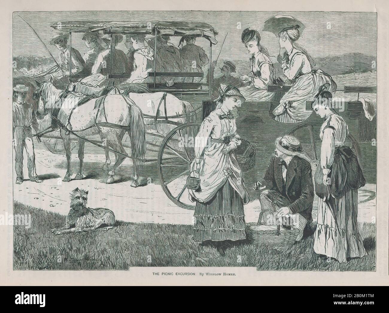 After Winslow Homer, The Picnic Excursion (Appleton's Journal, Vol. I), After Winslow Homer (American, Boston, Massachusetts 1836–1910 Prouts Neck, Maine), August 14, 1869, Wood engraving, image: 6 1/2 x 9 1/8 in. (16.5 x 23.2 cm), sheet: 7 11/16 x 11 in. (19.5 x 28 cm), Prints Stock Photo