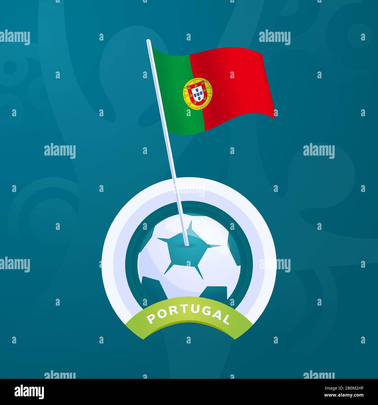 Portugal Vector Flag Pinned To A Soccer Ball European Football 2020 Tournament Final Stage Official Championship Colors And Style Stock Vector Image Art Alamy