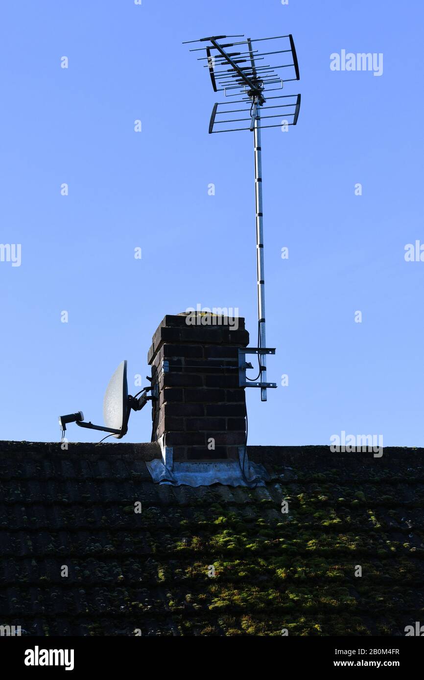 television aerials on the roof Stock Photo