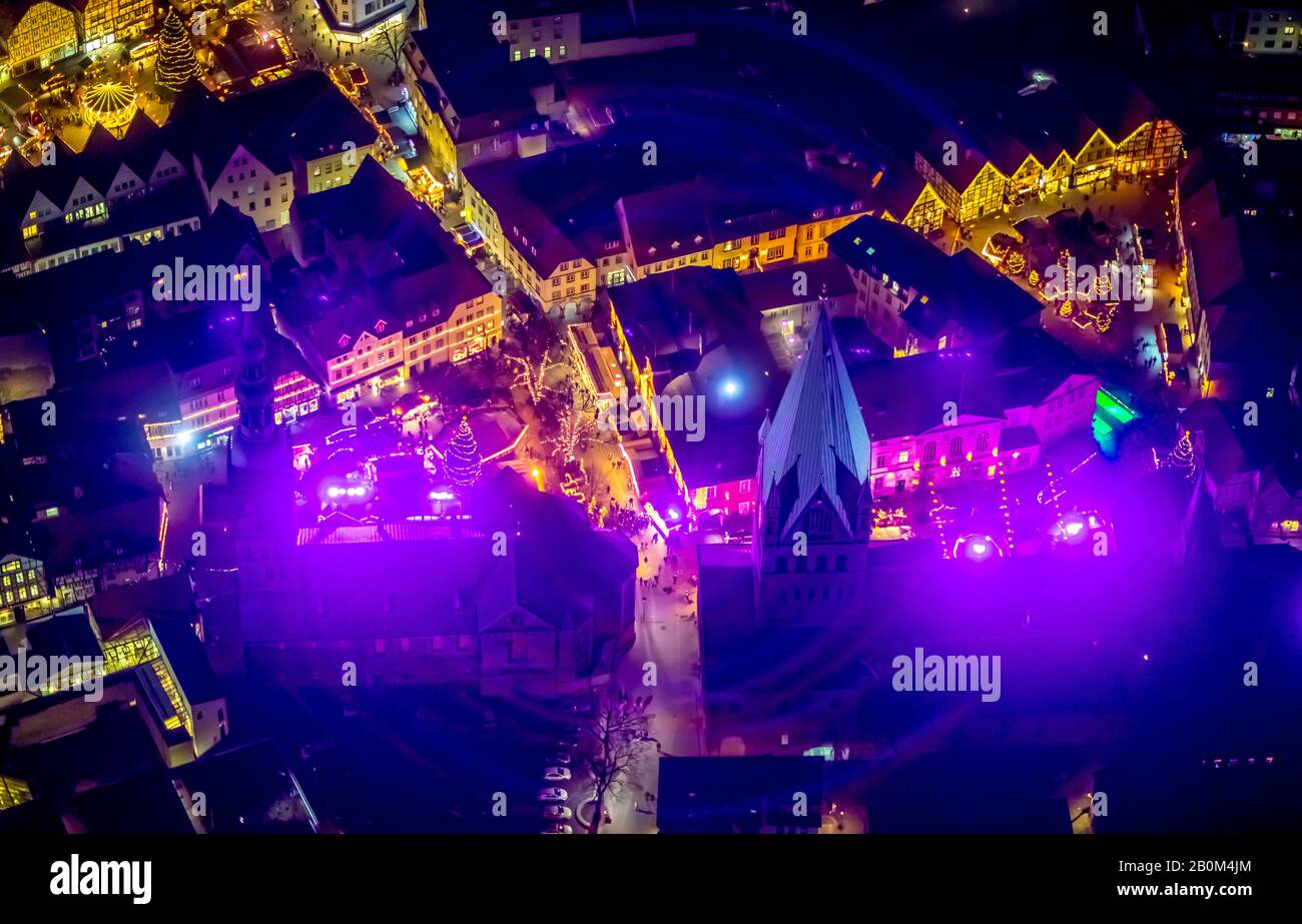 Aerial view of Soest Christmas market, church St.Petri, church St
