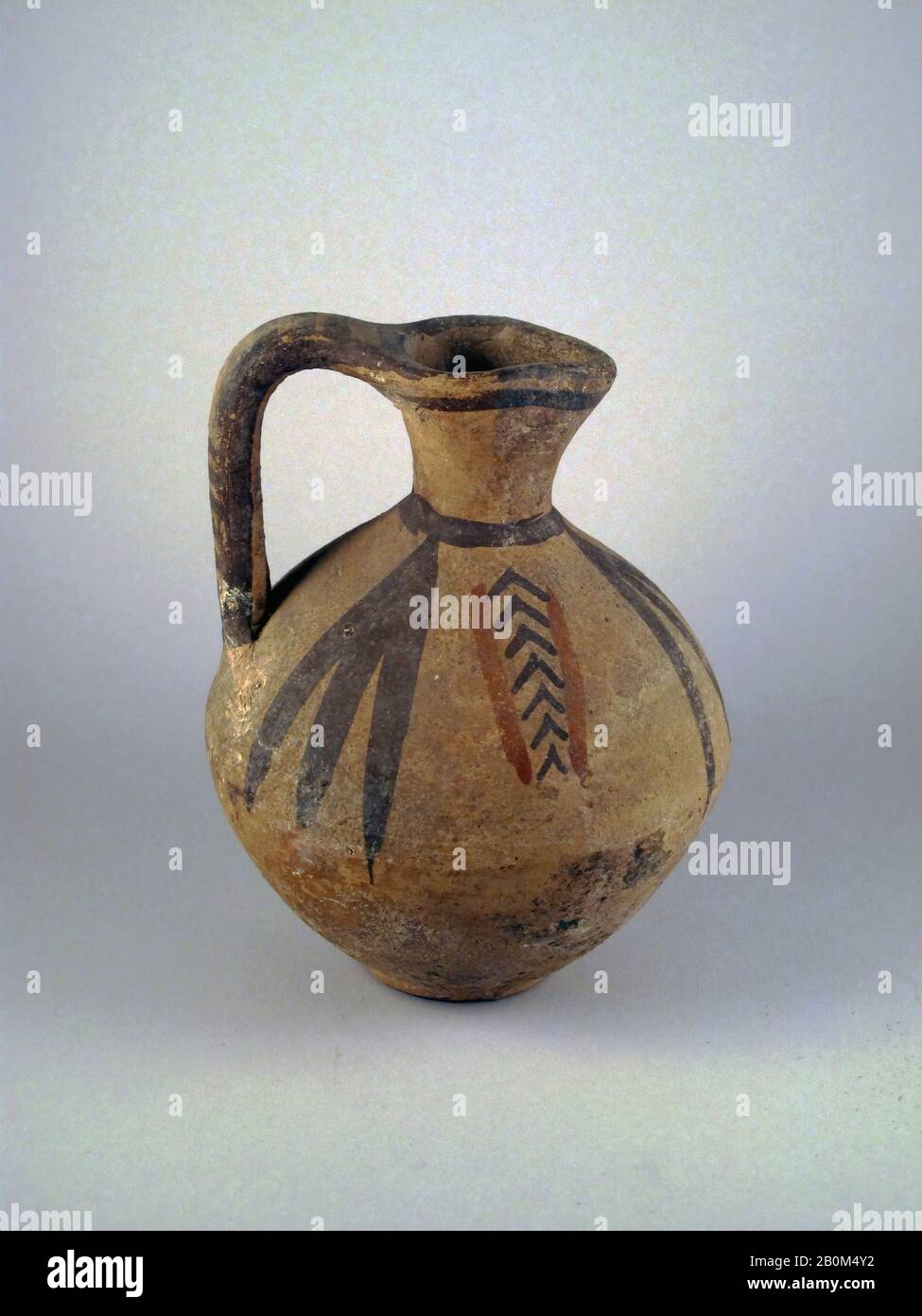 Jug, Cypriot, Cypro-Archaic II, Date 600–480 B.C., Cypriot, Terracotta, H. 5 7/8 in. (14.9 cm), Vases Stock Photo