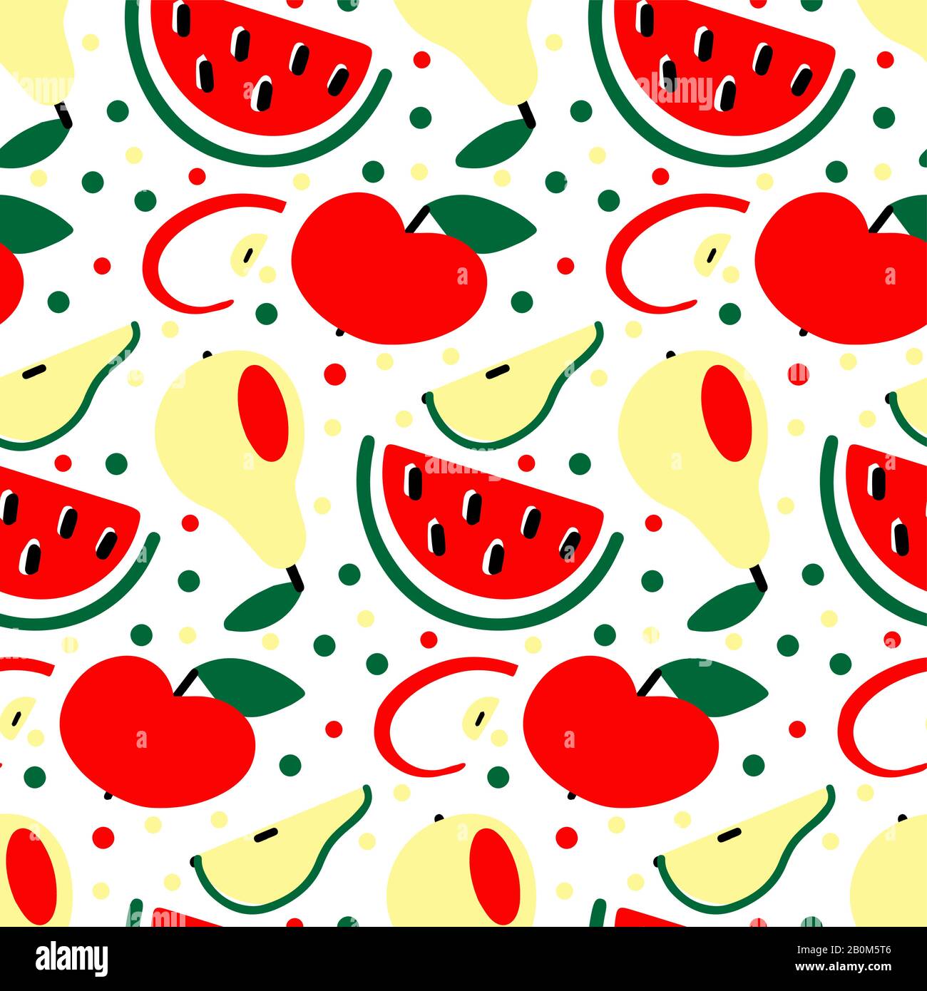 Seamless pattern with apple pear watermelon vector illustration Stock ...