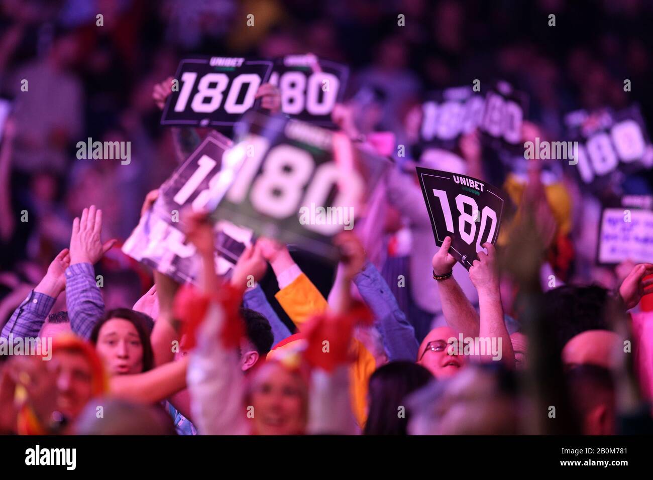 Cardiff, UK. 20th Feb, 2020. Darts fans are seen during the 2020 Unibet  Premier League Darts, night three event at the Motorpoint Arena in Cardiff,  South Wales on Thursday 20th February 2020