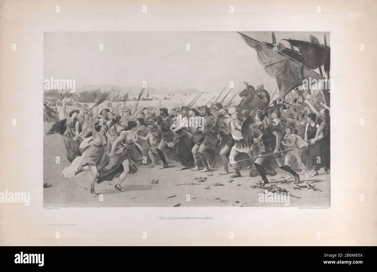 Gebbie & Husson Company, Ltd., London, The Vanquishers of Salamis, Gebbie & Husson Company, Ltd., London, After Fernand Cormon (French, Paris 1854–1924 Paris), 1889, Etching with mezzotint, Plate: 9 13/16 × 14 1/16 in. (25 × 35.7 cm), Sheet: 11 11/16 × 16 15/16 in. (29.7 × 43.1 cm), Prints Stock Photo