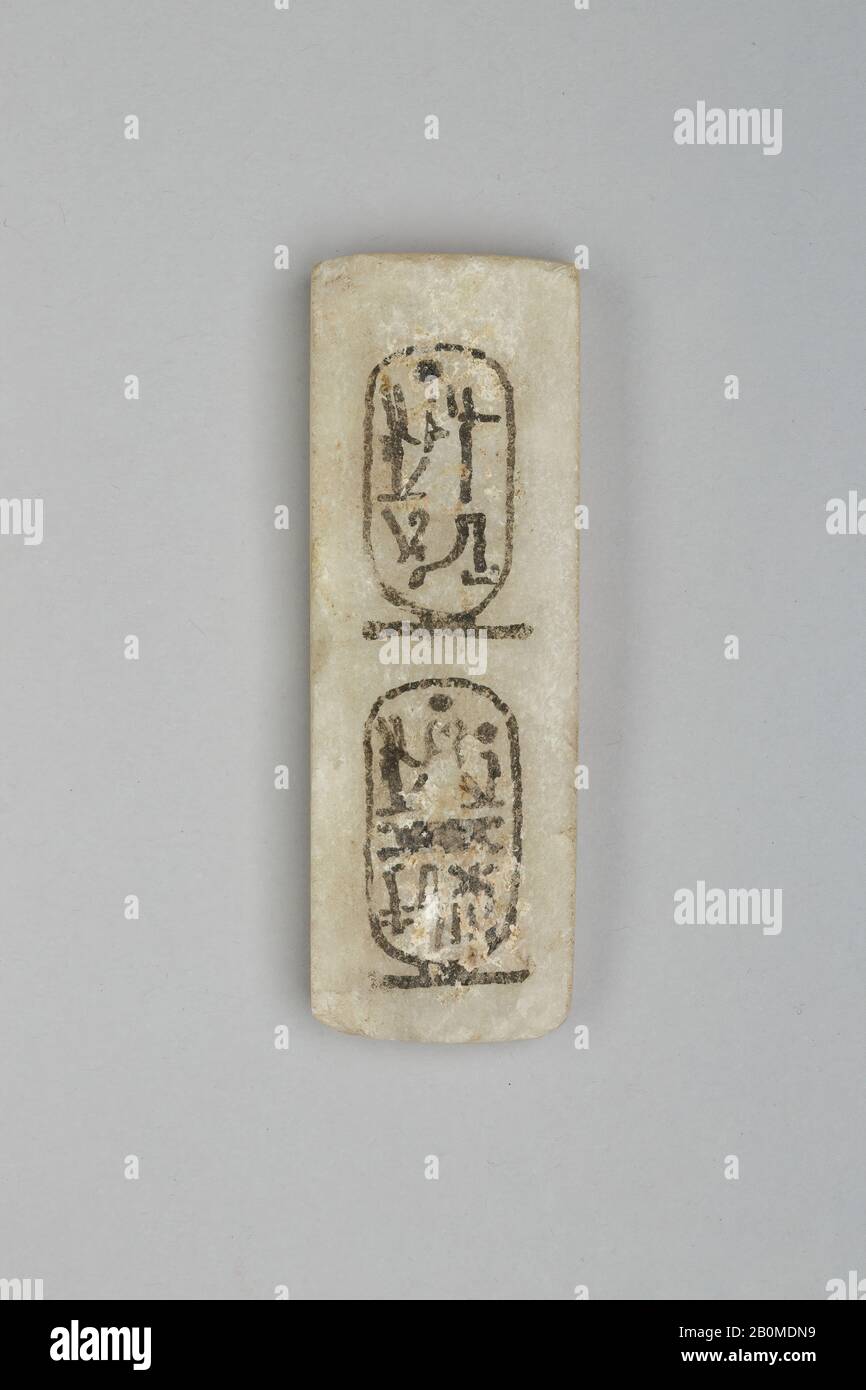 Plaque with Names of Ramesses IV, New Kingdom, Ramesside, Dynasty 20, reign of Ramesses IV, ca. 1153–1147 B.C., From Egypt, Travertine (Egyptian alabaster), H. 8.7 cm (3 7/16 in Stock Photo