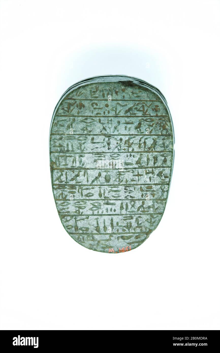 Heart Scarab of Ramesses, New Kingdom, Ramesside, Dynasty 19–20, ca. 1295–1070 B.C., From Egypt, Serpentinite, l. 5.4 cm (2 1/8 in); w. 3.7 cm (1 7/16 in); h. 2.6 cm (1 in Stock Photo