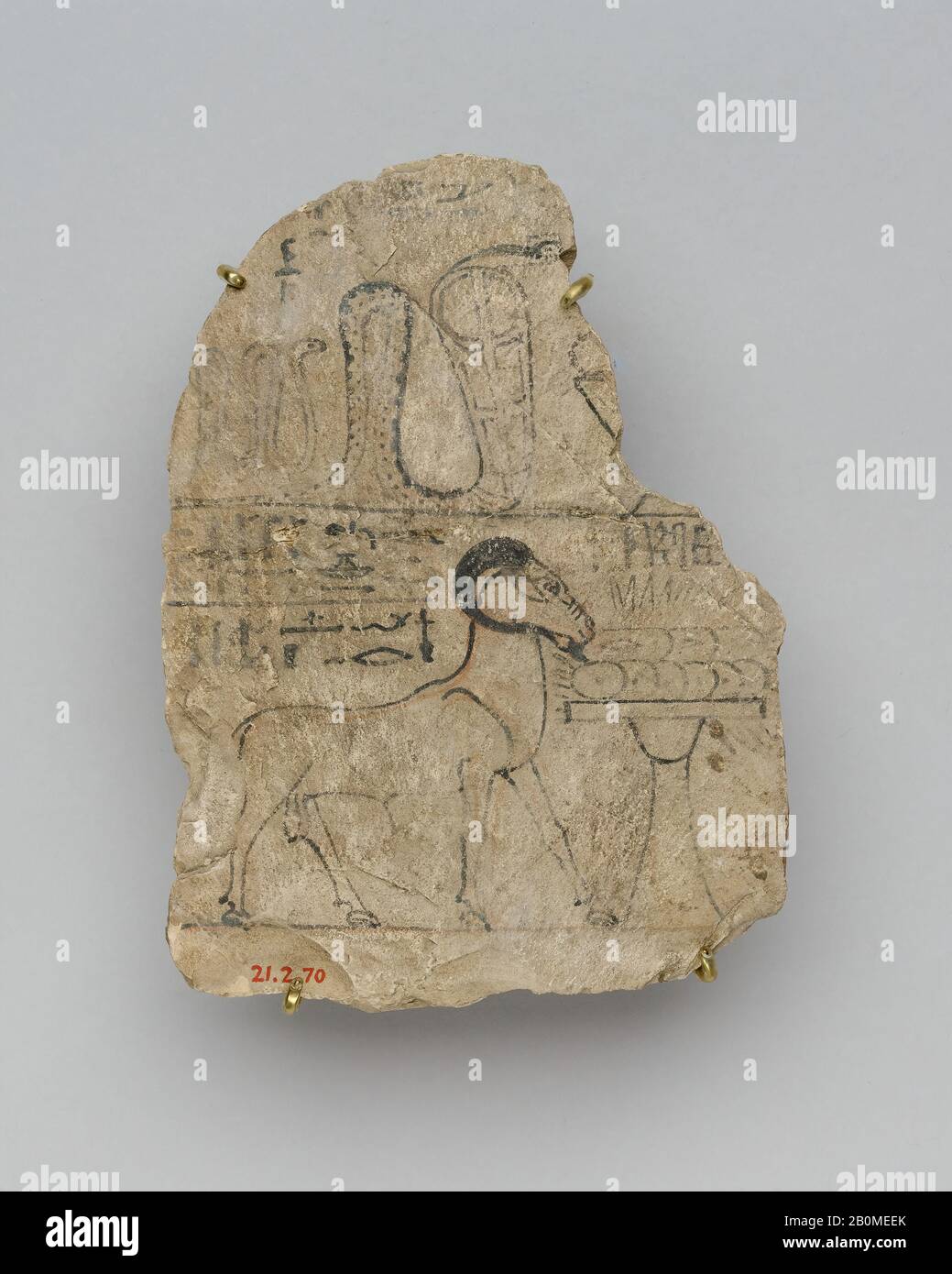 Artist's Sketch, New Kingdom, Ramesside, Dynasty 19–20, ca. 1295–1070 B.C., From Egypt; Probably from Upper Egypt, Thebes, Valley of the Kings, Limestone, ink, H. 14.3 cm (5 5/8 in.), w. 10.5 cm (4 1/8 in Stock Photo