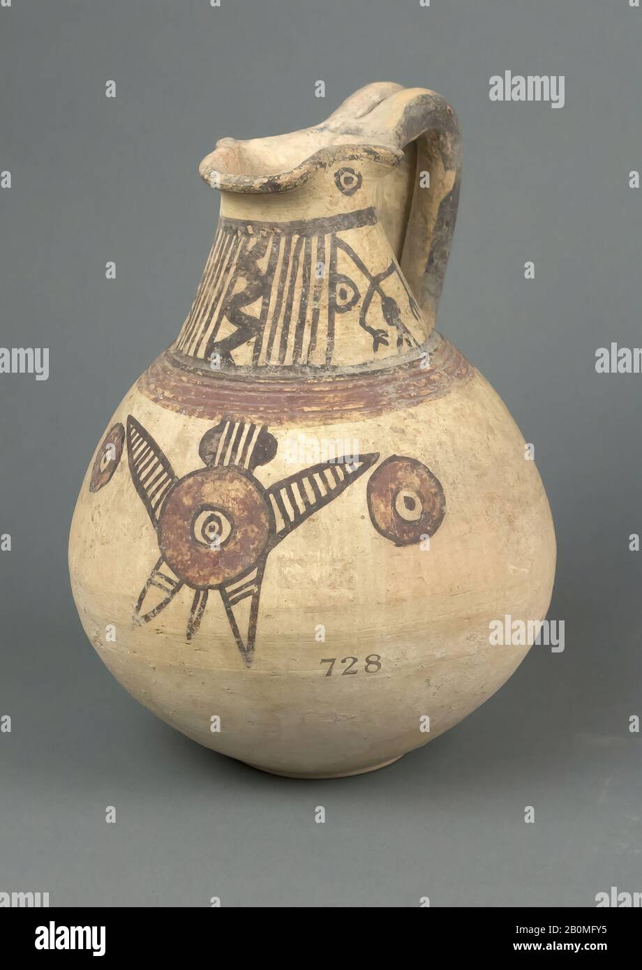 Jug, Cypriot, Cypro-Archaic I, Date 750–600 B.C., Cypriot, Terracotta, 6 3/4in. (17.2cm), Vases Stock Photo