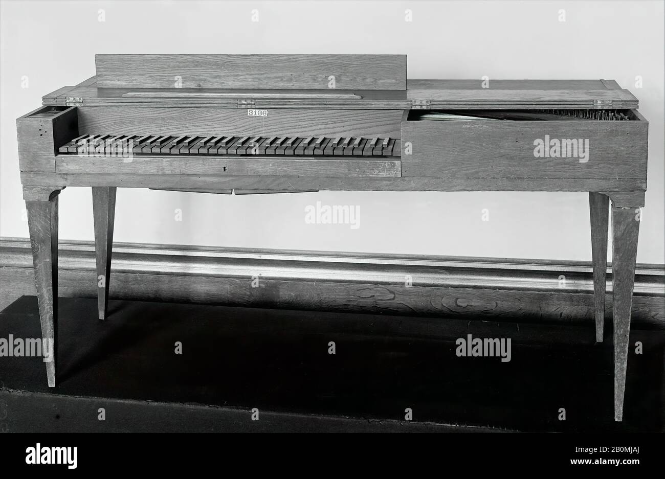 Ignace-Joseph Senft, Square Piano, German, Ignace-Joseph Senft, Late 18th  Century, Augsburg, Germany, German, Oak, ebony, bone, various materials.,  Measurements: Case length (perpendicular to keyboard): 51.7 cm, Width  (parallel to keyboard): 145.0 cm,