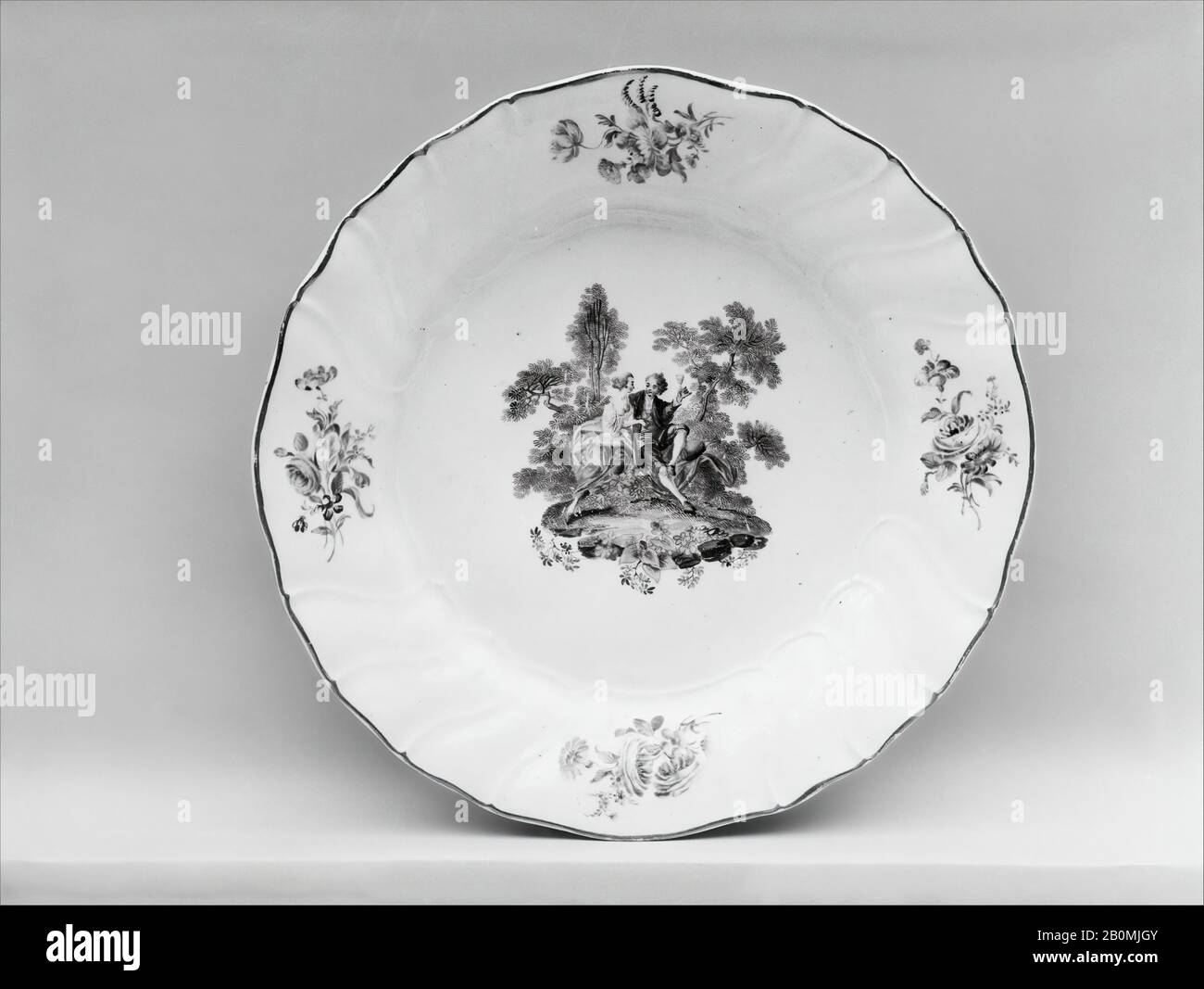 Tournai, Plate (one of a pair), Belgian, Tournai, Tournai (Belgian, established ca. 1750), ca. 1762–70, Belgian, Tournai, Soft-paste porcelain, Diameter: 8 5/8 in. (21.9 cm), Ceramics-Porcelain Stock Photo