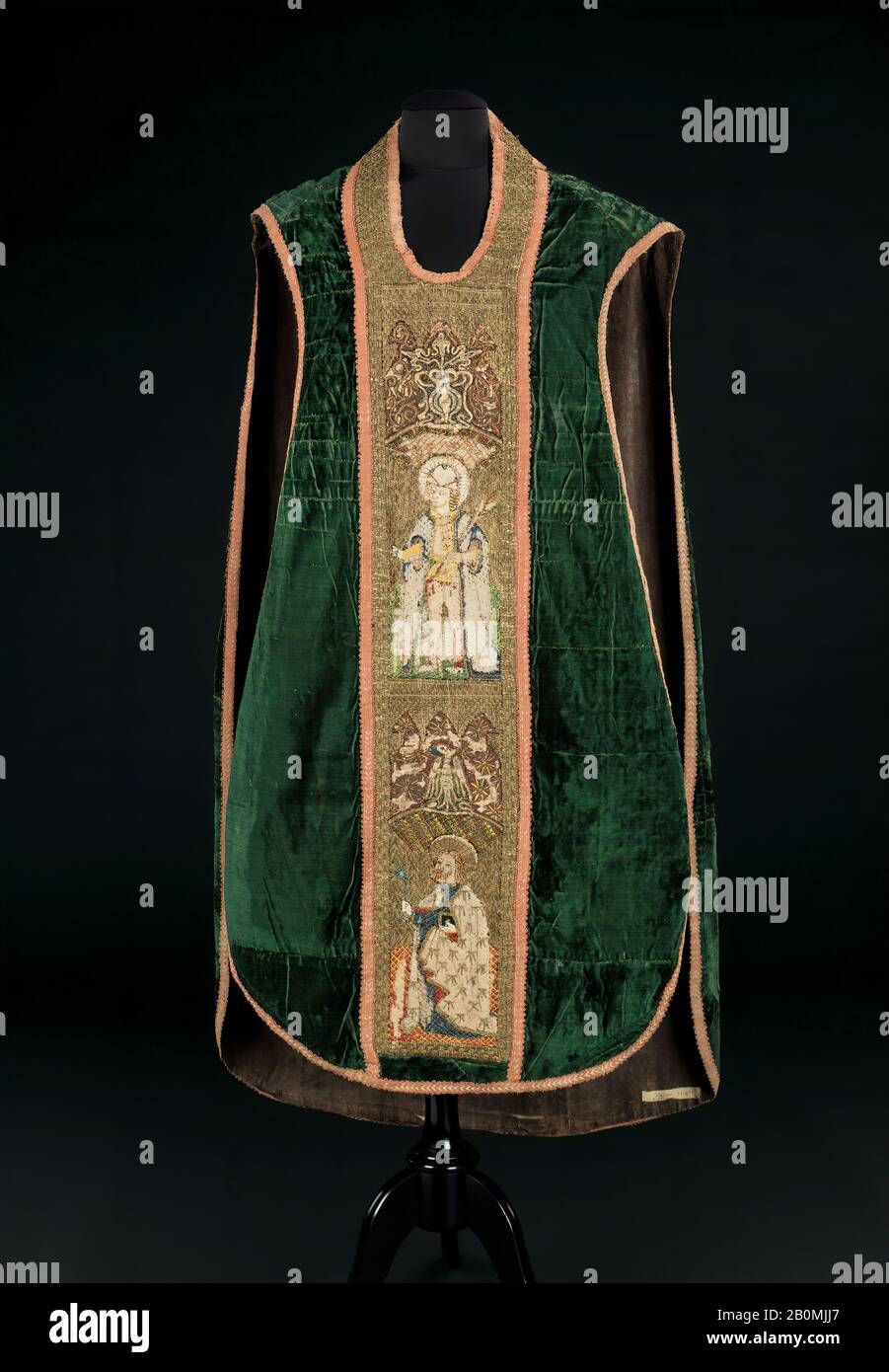 Chasuble, Italian, first quarter 15th century, Italian, Silk, metal, linen, Length at CB: 53 1/2 in. (135.9 cm Stock Photo