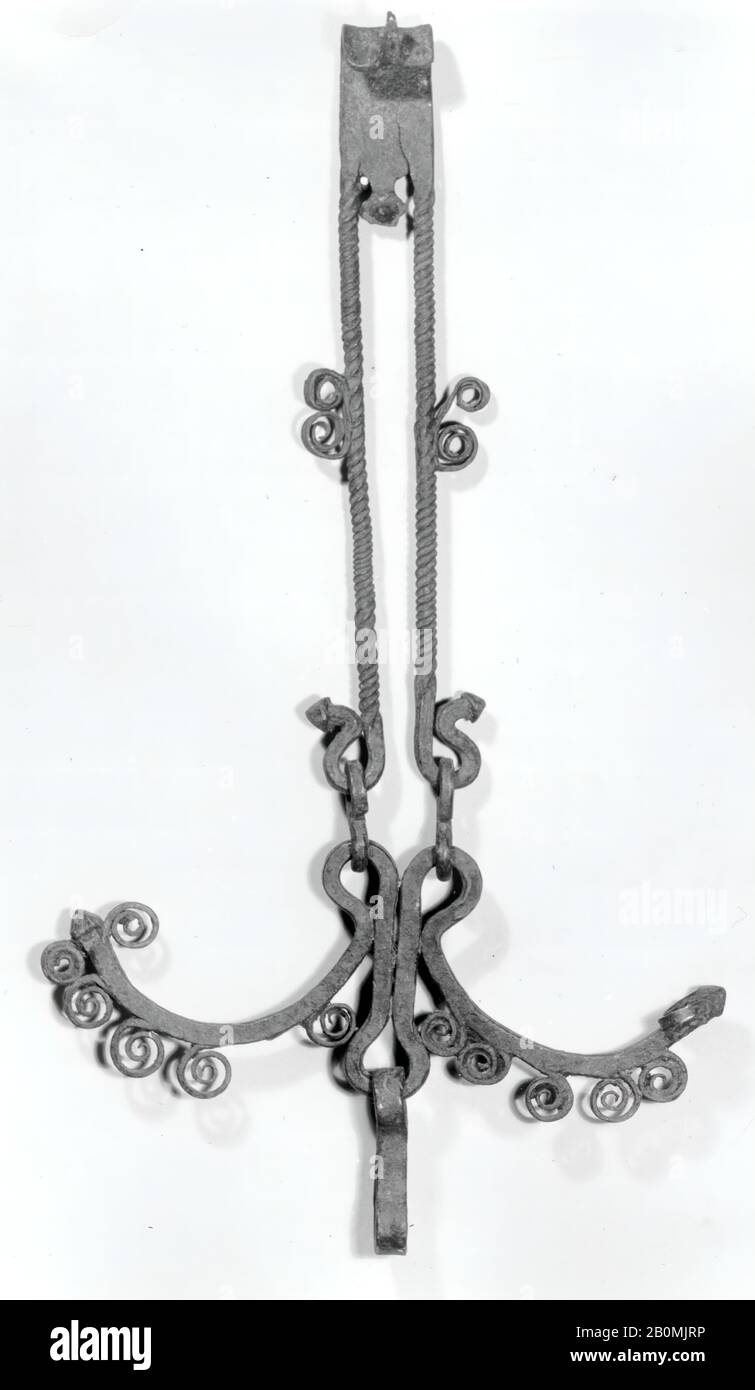 Pot Hook, Spanish (?), 16th century, Spanish (?), Iron, Overall: 31 1/2 x 17 5/16 x 2 15/16 in. (80 x 44 x 7.5 cm), Metalwork-Iron Stock Photo