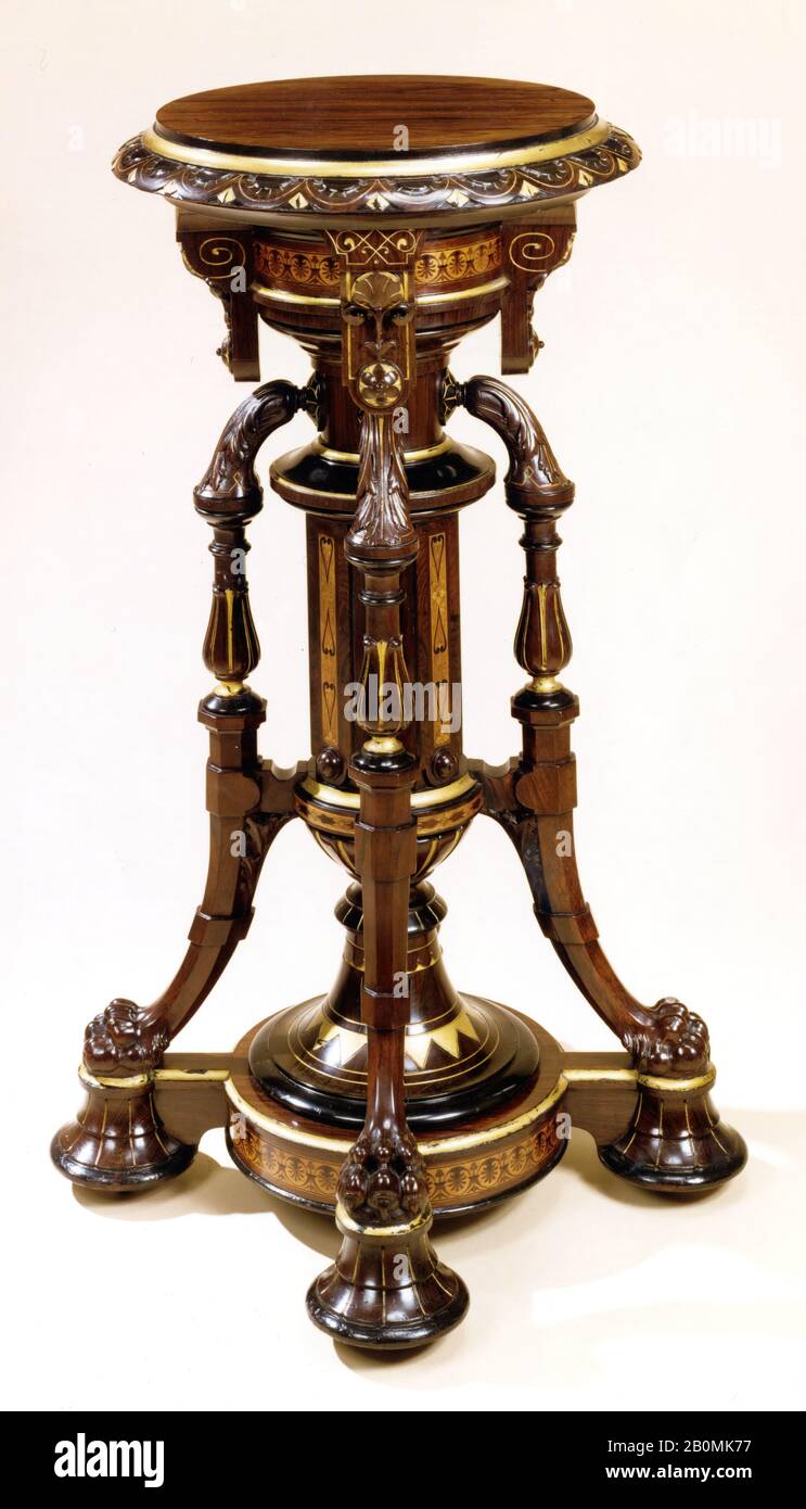 Pedestal, American, ca. 1870, Probably made in New York, New York, United States, American, Rosewood, rosewood-grained walnut, marquetry of various Stock Photo