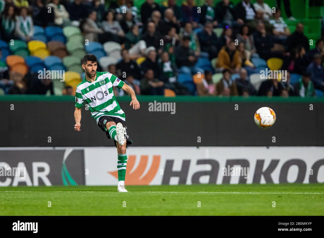 Luis Neto of Sporting CP seen in action during the UEFA Europa League 1st leg of Round of 32 match between Sporting CP and Istanbul Basaksehir at Jose Alvalade Stadium in Lisbon.(Final score; Sporting CP 3:1 Istanbul Basaksehir) Stock Photo