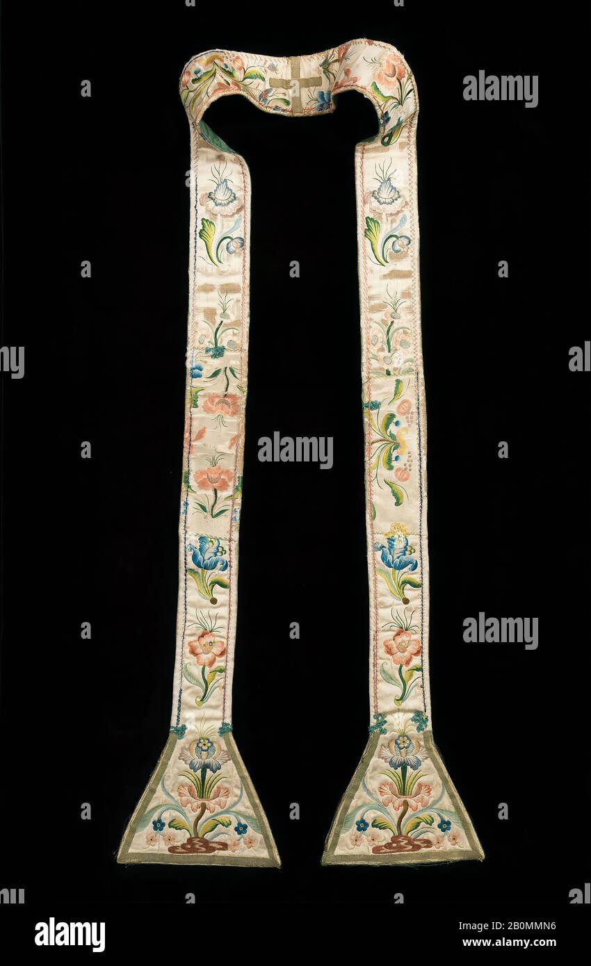 Stole, Italian, 1720–50, Italian, Silk, 88 1/2 in. (224.8 cm Stock Photo