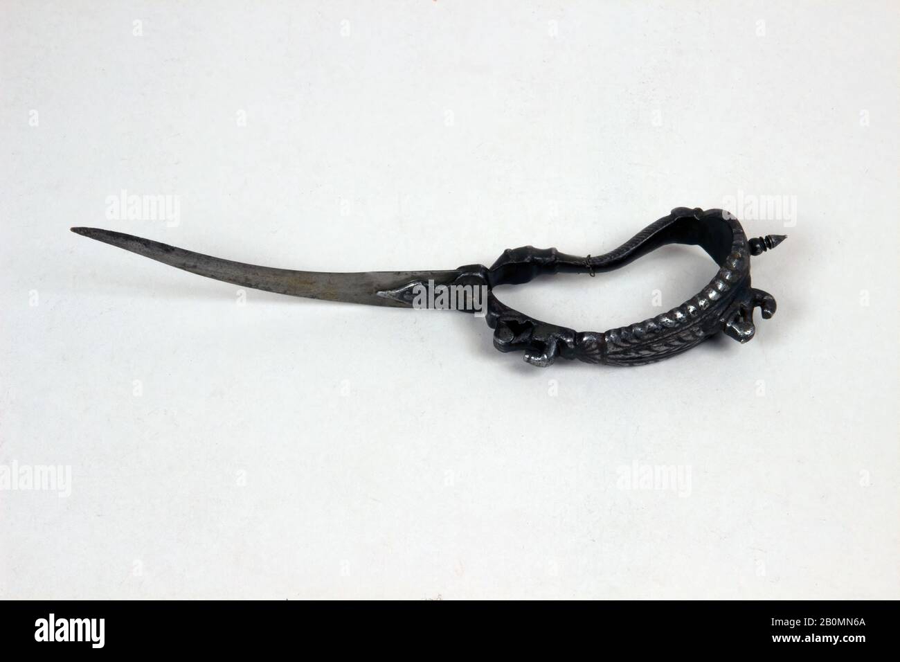 Dagger (Bichuwa), South India, 17th–18th century, South India, Steel, silver, H. 10 in. (25.4 cm); W. 1 1/4 in. (3.2 cm); D. 2 3/8 in. (6 cm); Wt. 7.8 oz. (221.1 g), Daggers Stock Photo