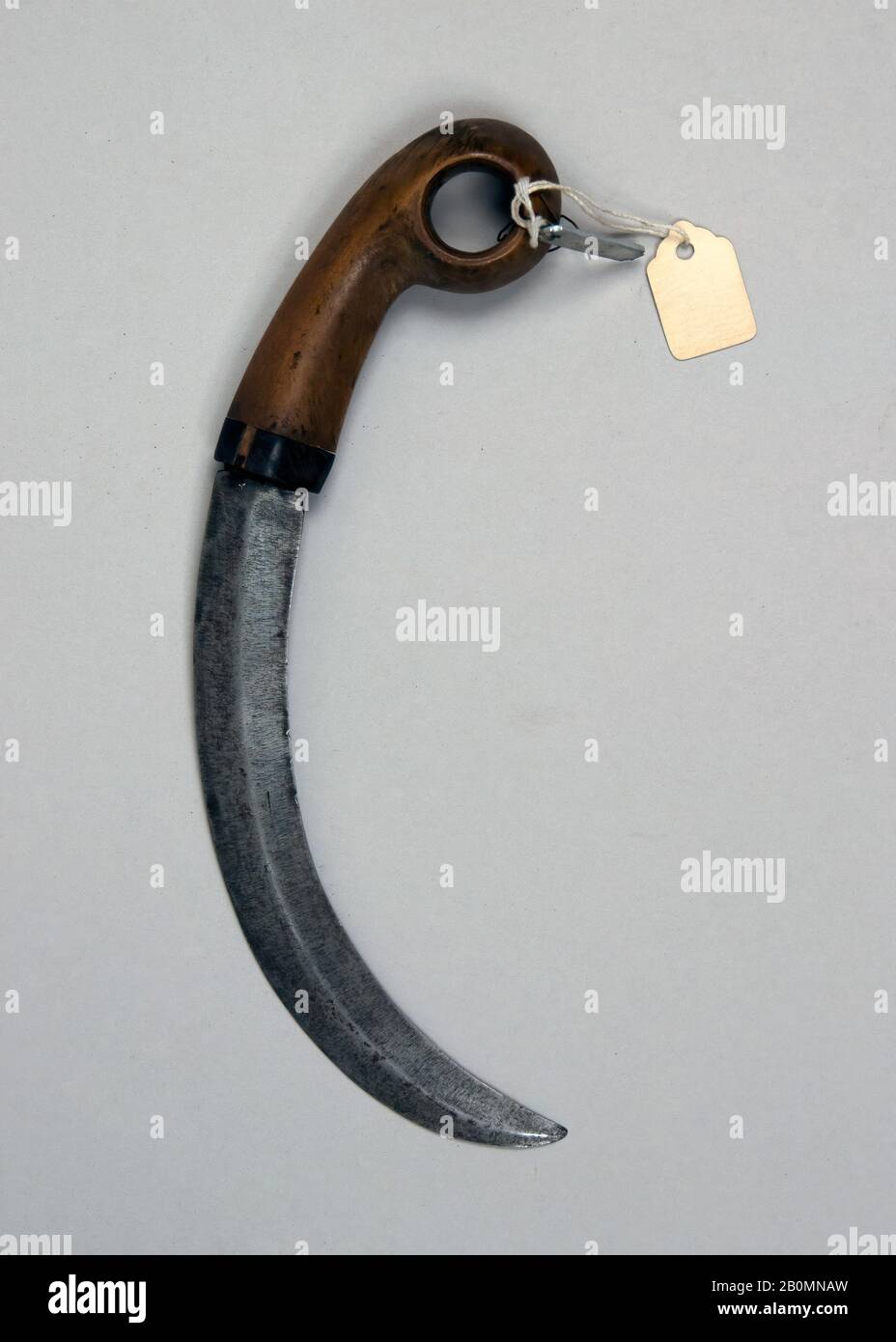 Knife (Korambi), Indonesian, Sulawesi, 18th–19th century, Sulawesi, Indonesian, Sulawesi, Steel, wood, horn, H. 8 1/16 in. (20.5 cm); W. 4 7/16 in. (11.3 cm); Wt. 2.6 oz. (73.7 g), Knives Stock Photo