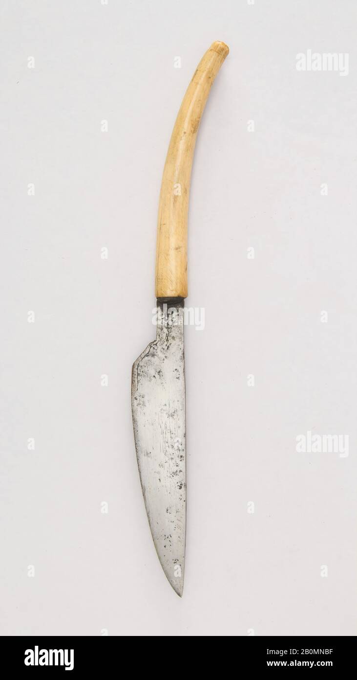 Knife, Philippine, Sulu, 18th–19th century, Sulu, Philippine, Sulu, Bone, steel, L. 14 11/16 in. (37.3 cm); W. 1 3/4 in. (4.5 cm); Wt. 7.4 oz. (209.8 g), Daggers Stock Photo