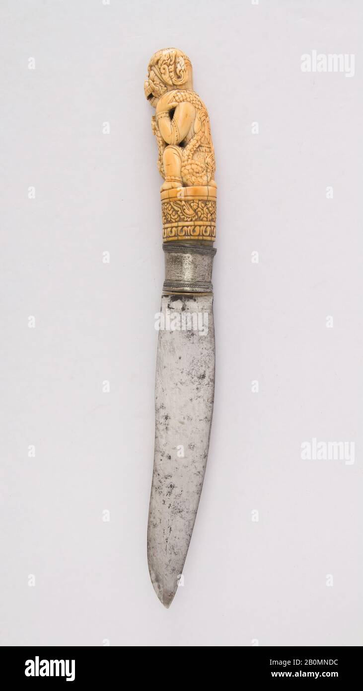 Dagger (Dha or Dah Hmyaung), Burmese, 18th century, Burmese, Ivory, steel, H. 14 1/2 in. (36.8 cm); W. 2 in. (5.1 cm); Wt. 15.3 oz. (433.7 g), Knives Stock Photo