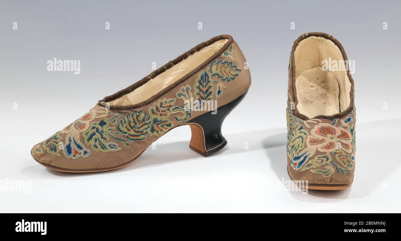 Slippers, French, 1885, French, silk, leather Stock Photo - Alamy