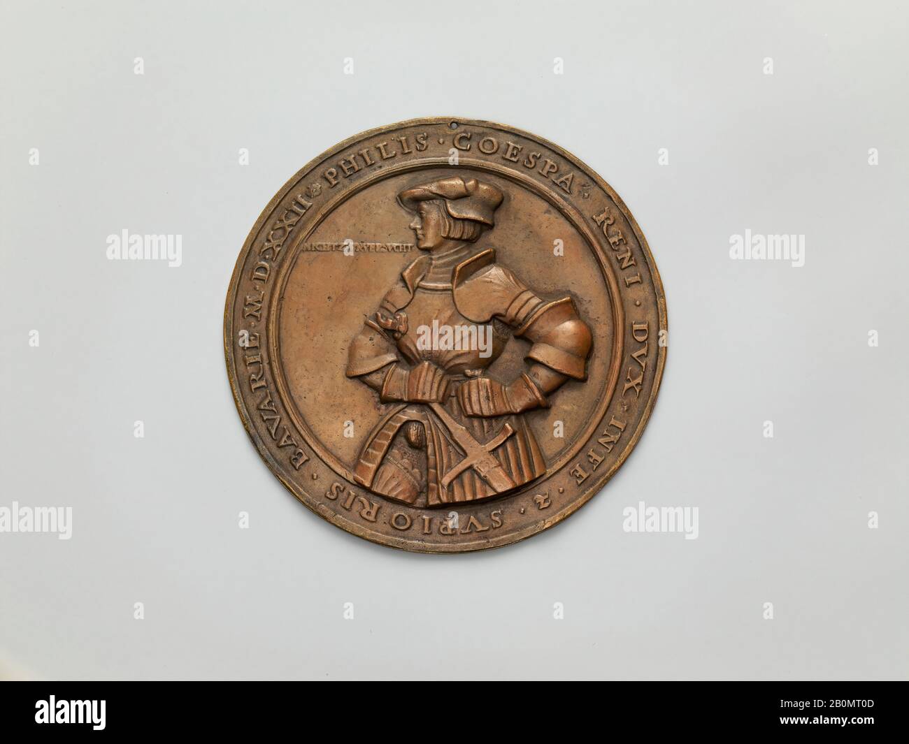 After a model by Hans Daucher, Philip, Count Palatine, German, 1522, German, Bronze, Diameter: 5 3/16 in. (132 mm), Medals and Plaquettes Stock Photo