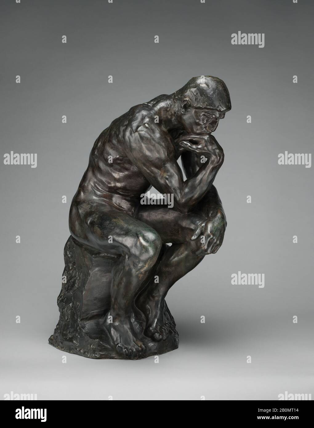 Auguste Rodin, The Thinker, French, Auguste Rodin (French, Paris 1840–1917 Meudon), modeled ca. 1880, cast ca. 1910, French, Bronze, Overall (wt. confirmed): 27 5/8 in., 185 lb. (70.2 cm, 83.9 kg), Sculpture-Bronze Stock Photo