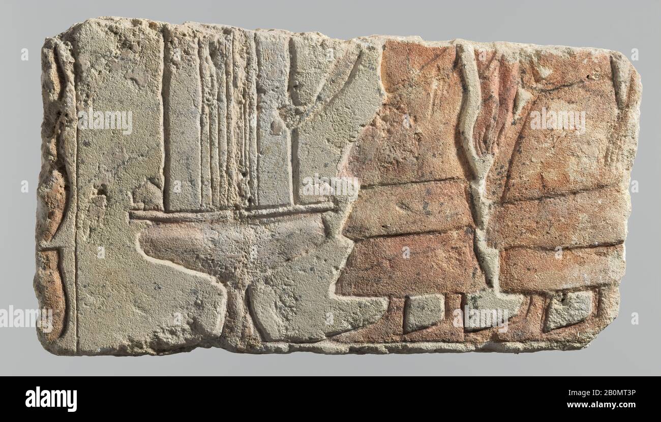 Relief with foreign musicians, New Kingdom, Amarna Period, Dynasty 18, reign of Akhenaten, ca. 1353–1336 B.C., From Egypt; Probably from Middle Egypt, Hermopolis (Ashmunein; Khemenu); Probably originally from Amarna (Akhetaten), Limestone, paint (mostly modern), H. 22.9 × W. 39.5 cm (9 × 15 9/16 in Stock Photo