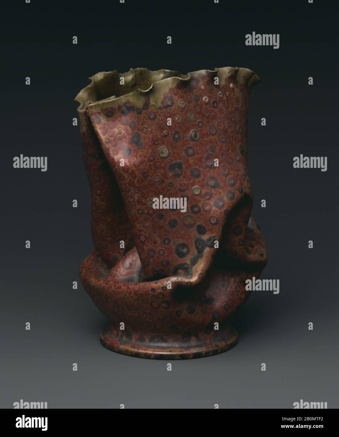 George E. Ohr, Vase, George E. Ohr (American, Biloxi, Mississippi 1857–1918 Biloxi, Mississippi), earthenware, H. 6 3/4 in., Ceramics Stock Photo