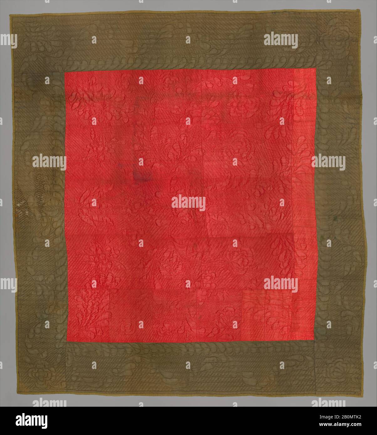 Quilt, calamanco, American, ca. 1775–1800, Made in New England, United States, American, Wool, 87 x 92 in. (221 x 233.7 cm), Textiles Stock Photo