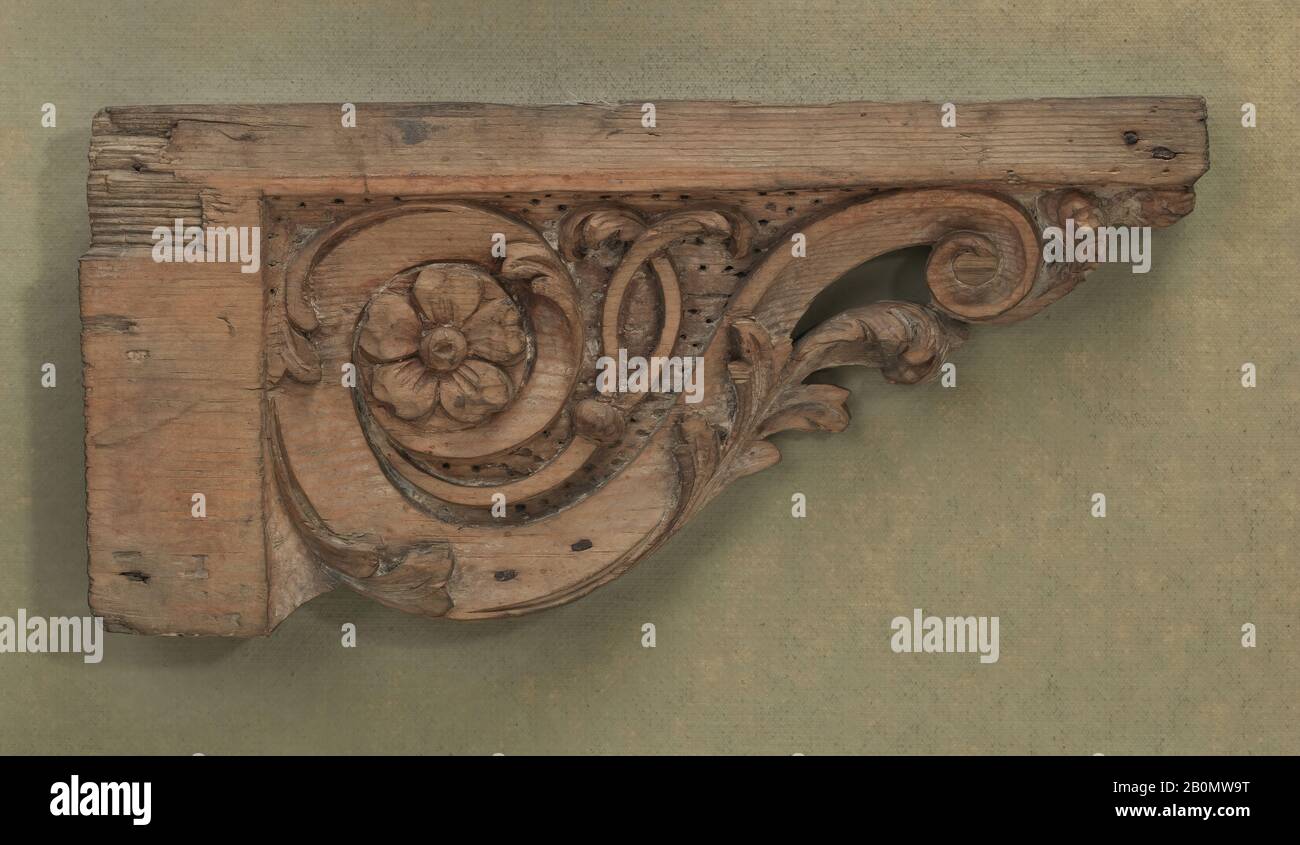 Bracket, British, 18th century, British, Deal, Overall: 10 × 5 7/8 in. (25.4 × 14.9 cm), Woodwork Stock Photo