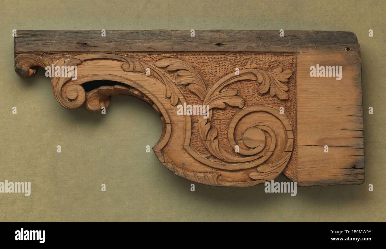 Bracket, British, 18th century, British, Deal, Overall: 11 1/8 × 5 1/4 in. (28.3 × 13.3 cm), Woodwork Stock Photo