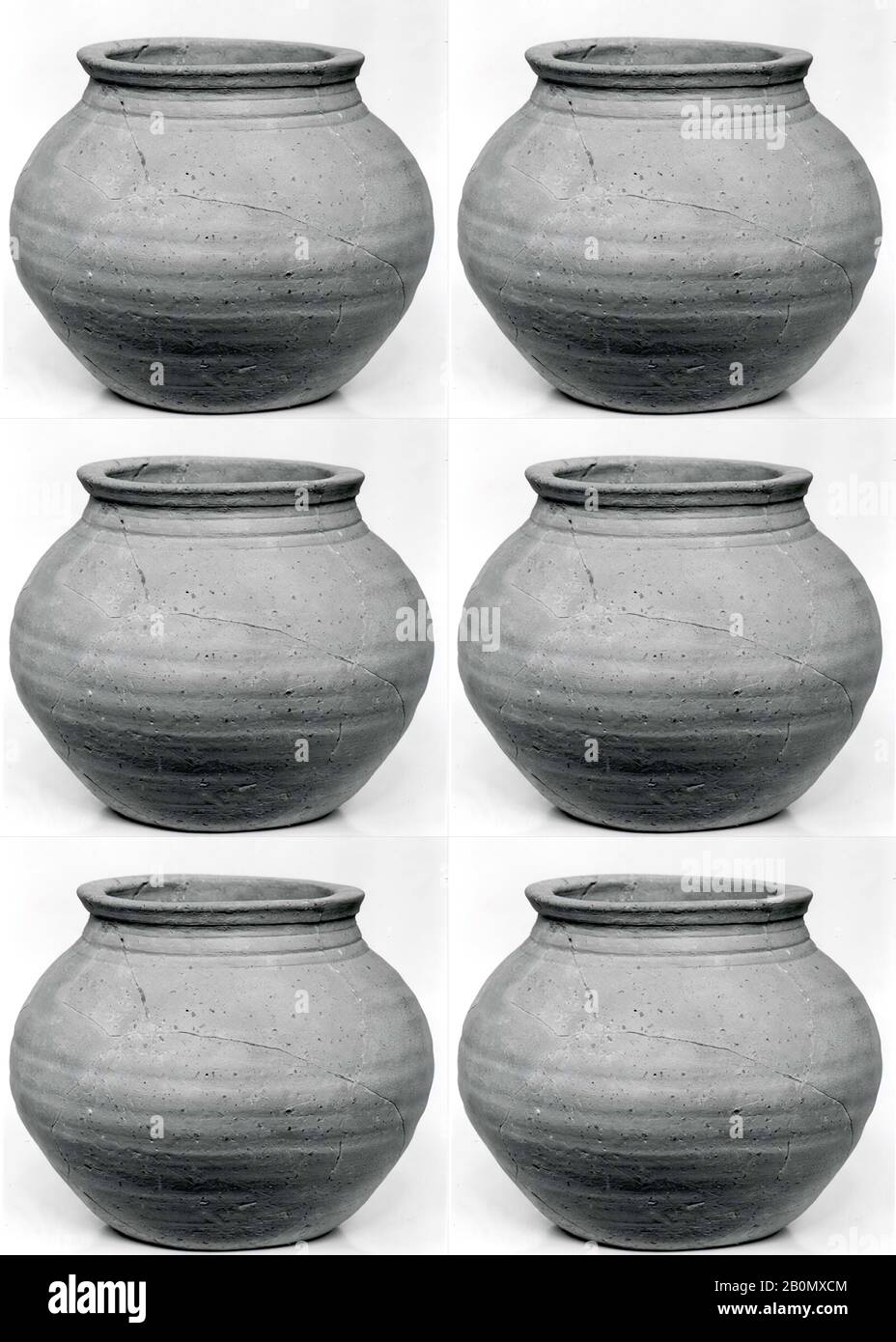 Jar, Sasanian, Sasanian, Date ca. 3rd–7th century A.D., Iran, Qasr-i Abu Nasr, Sasanian, Ceramic, H. 7-1/4 in. x diam. mouth: 5-5/8 in., Ceramics-Vessels Stock Photo