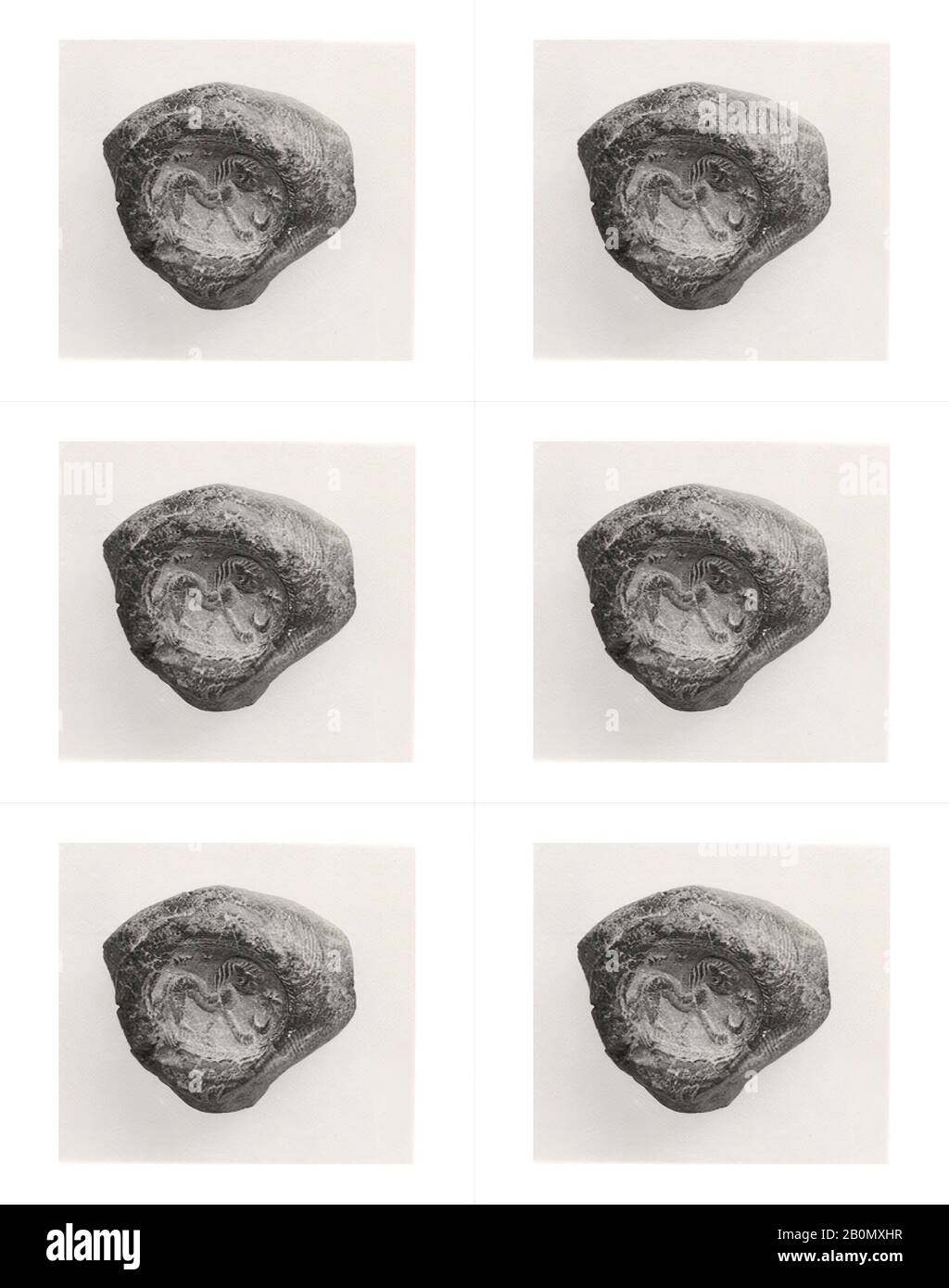 Sealing, Sasanian, Sasanian, Date ca. 7th century A.D., Iran, Qasr-i Abu Nasr, Sasanian, Un-baked clay, 0.39 in. (0.99 cm), Clay-Sealings Stock Photo