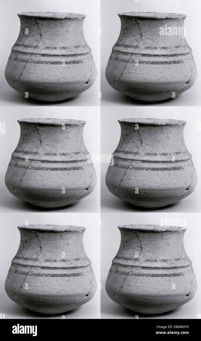 Jar, Iran, Middle Bronze Age, Date ca. 2000–1600 B.C., Iran, Luristan, Kamterlan II, Iran, Ceramic, 3.5 in. (8.89 cm), Ceramics-Vessels Stock Photo