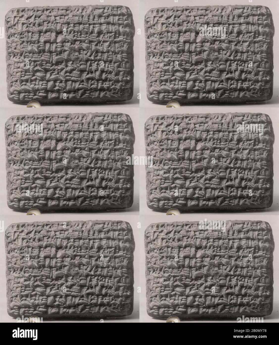 Cuneiform tablet: slave sale, Egibi archive, Babylonian, Neo-Babylonian, Date ca. 547 BC, Mesopotamia, probably from Babylon (modern Hillah), Babylonian, Clay, 5.1 x 6.8 x 2.4 cm (2 x 2 5/8 x 1 in.), Clay-Tablets-Inscribed Stock Photo