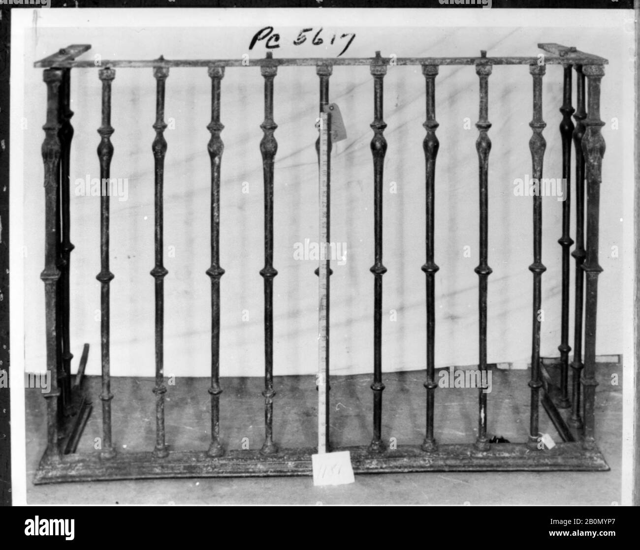 Balcony, Spanish, 17th century, Spanish, Iron, Overall: 42 × 58 1/4 × 17 1/4 in. (106.7 × 148 × 43.8 cm), Metalwork-Iron Stock Photo