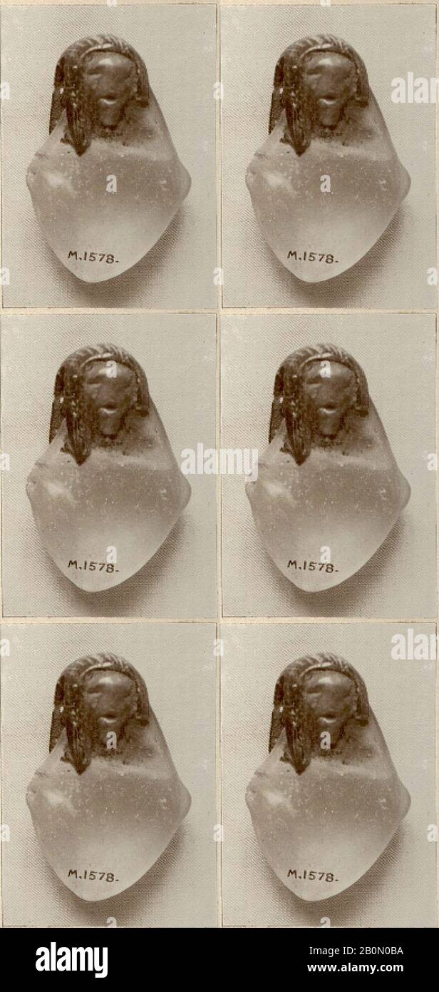 Amulet, Heart with human head, New Kingdom, Ramesside, Dynasty 19–20, ca. 1295–1070 B.C., From Egypt, Rock crystal, steatite, carnelian, H. 3.8 cm. (1 1/2 in.); W. 2.7 cm (1 1/16 in Stock Photo