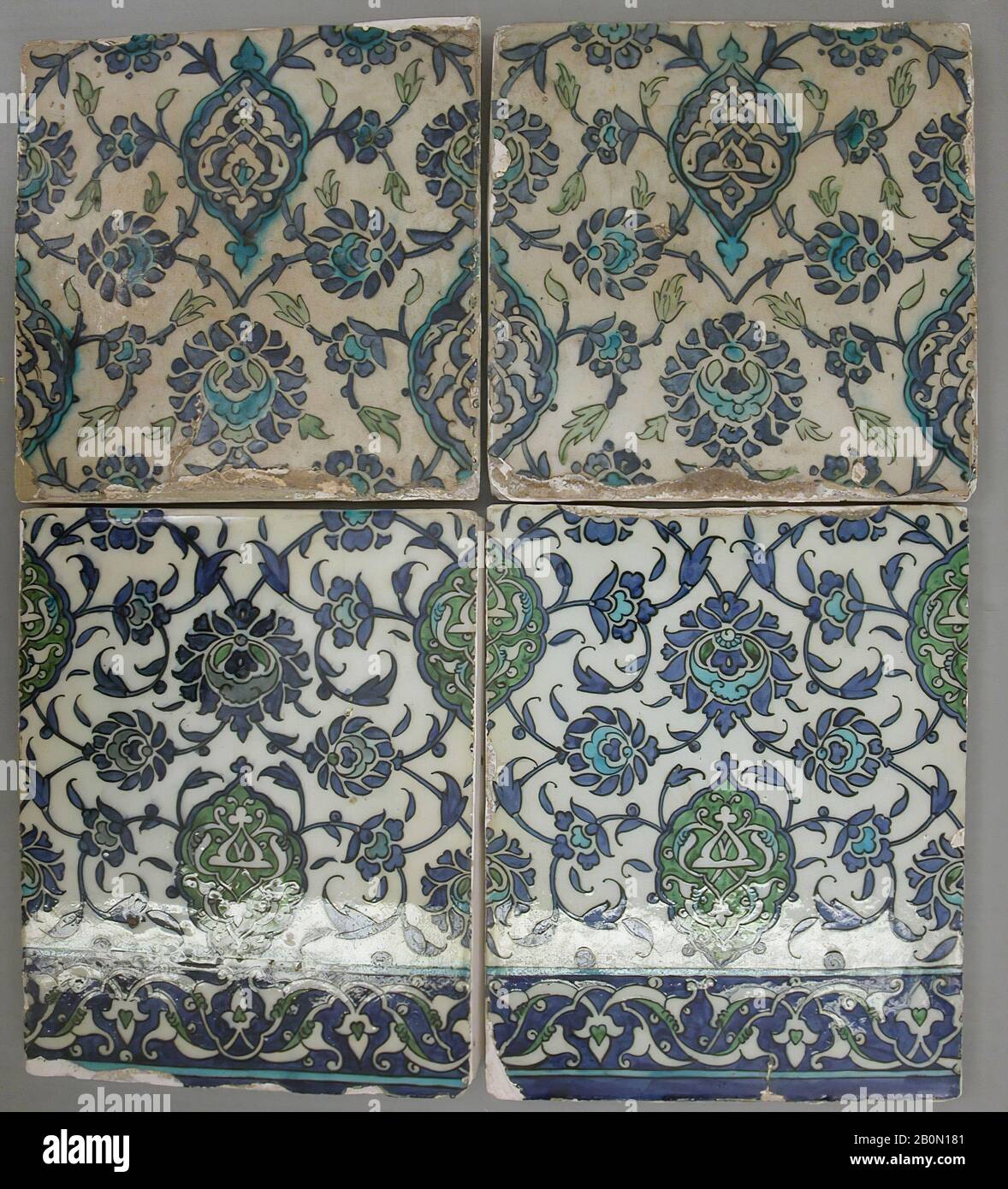 Tiles First Half 17th Century Attributed To Syria Stonepaste Painted And Glazed Overall Panel If Mounted Ht 21 In 53 3 Cm W 18 1 2 In 47 Cm D 1 3 16 In 3