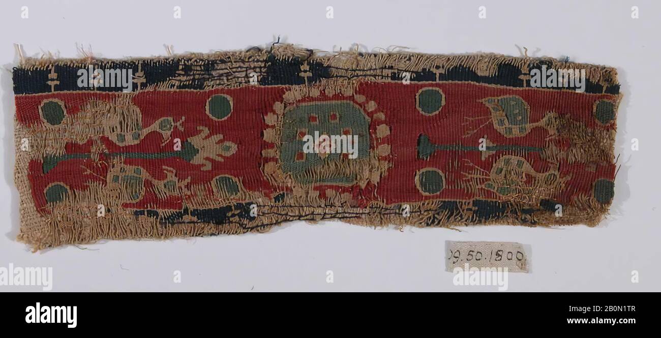 Band, 6th–7th century, Attributed to Egypt, Linen, wool; tapestry weave, H. 7 3/8 in. (18.7 cm), W. 2 1/4 in. (5.7 cm), Textiles Stock Photo